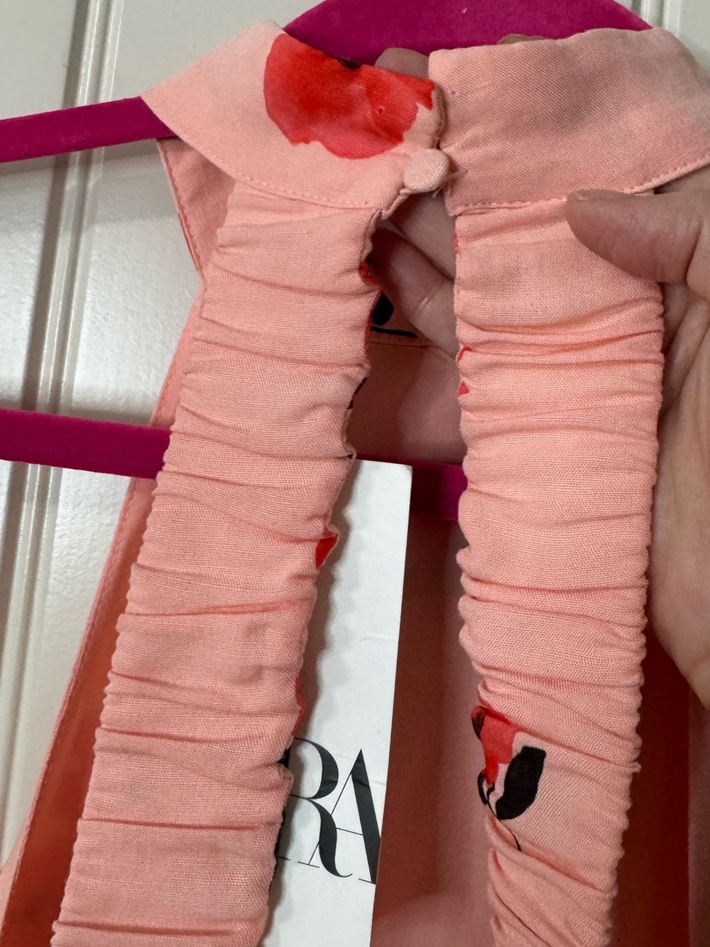 NEW w TAGS 🏷️ ZARA Open Back, Coral Pink Floral Halter Crop Top (Women’s Medium) - Picture 9 of 10